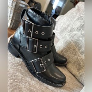 New worn once Black Biker style waterproof boots